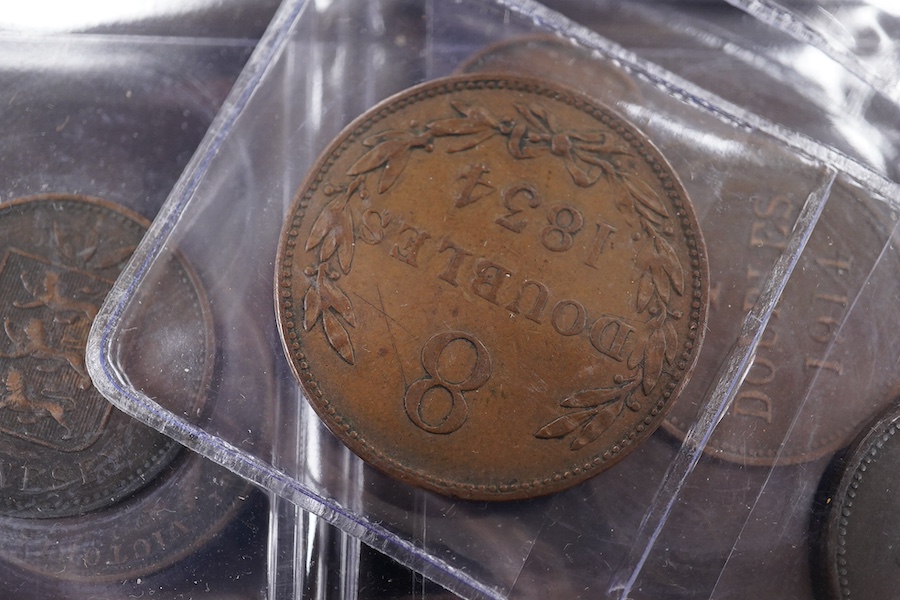 British dependencies - Guernsey and Jersey AE coins, William IV to Elizabeth II